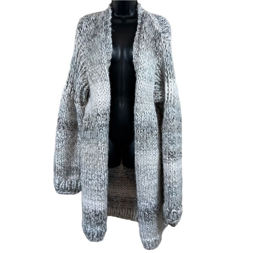 Extra Chunky Hand Knit Open Front Long Cardigan Sweater